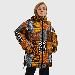 Куртка зимняя женская Тигр, полосы, 2022, цвет: 3D-красный — фото 2