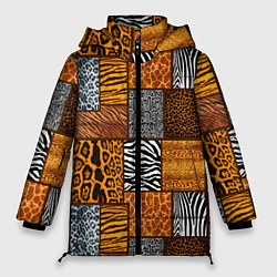 Куртка зимняя женская Тигр, полосы, 2022, цвет: 3D-красный