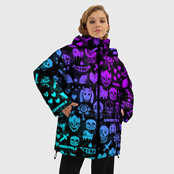 Куртка зимняя женская UNDERTALE NEON PATTERN УЗОР, цвет: 3D-черный — фото 2