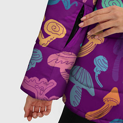 Куртка зимняя женская Психоделические грибы паттерн, цвет: 3D-красный — фото 2