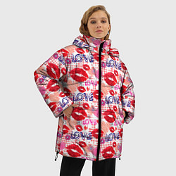 Куртка зимняя женская LOVE поцелуи, цвет: 3D-красный — фото 2