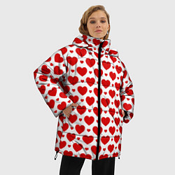 Куртка зимняя женская Сердечки - любовь, цвет: 3D-красный — фото 2