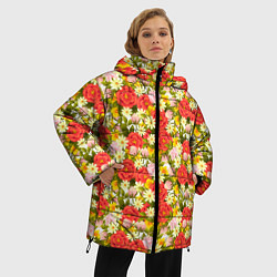 Куртка зимняя женская Красочный Цветочный Фон, цвет: 3D-светло-серый — фото 2