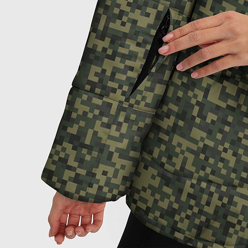 Женская зимняя куртка Цифра Флора пиксельный камуфляж / 3D-Черный – фото 5