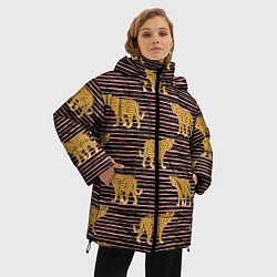Куртка зимняя женская Леопарды паттерн, цвет: 3D-черный — фото 2