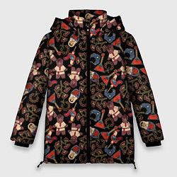 Куртка зимняя женская Россия паттерн темный, цвет: 3D-черный