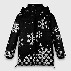 Куртка зимняя женская Чёрный клевер снежинки, цвет: 3D-черный