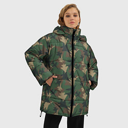 Куртка зимняя женская Самолёты камуфляж, цвет: 3D-черный — фото 2
