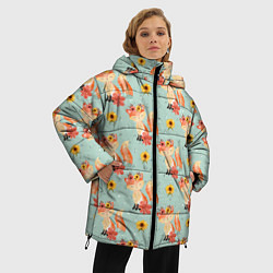Куртка зимняя женская Лисички паттерн, цвет: 3D-светло-серый — фото 2
