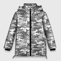 Куртка зимняя женская Серый Военный Камуфляж, цвет: 3D-черный