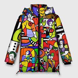 Куртка зимняя женская Romero Britto - love collage, цвет: 3D-красный