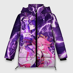 Куртка зимняя женская Genshin Impact - Яэ и Эи, цвет: 3D-черный