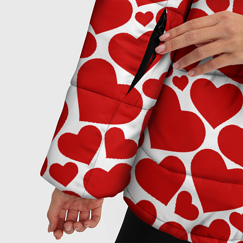 Женская зимняя куртка Красные Сердечки LOVE / 3D-Светло-серый – фото 5