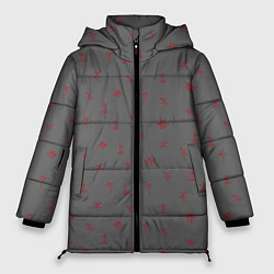 Куртка зимняя женская Зимние виды спорта на сером фоне, цвет: 3D-красный