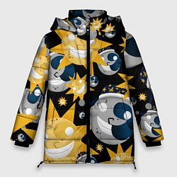 Куртка зимняя женская Солнце и Луна из FNAF Security Breach Паттерн, цвет: 3D-черный
