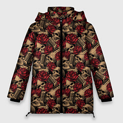 Куртка зимняя женская ROCK AND ROLL Черепа и Розы, цвет: 3D-черный