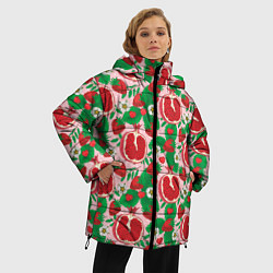 Куртка зимняя женская Гранат фрукт паттерн, цвет: 3D-красный — фото 2