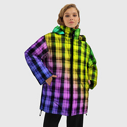Куртка зимняя женская Градиентный клетчатый узор, цвет: 3D-красный — фото 2