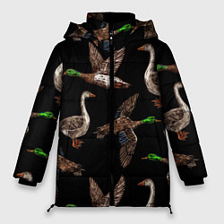 Куртка зимняя женская Утки паттерн, цвет: 3D-черный
