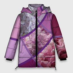 Куртка зимняя женская Весна Полосатый принт Сирень, цвет: 3D-черный