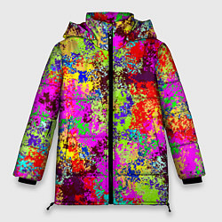Куртка зимняя женская Пиксельный камуфляж Токсик, цвет: 3D-черный