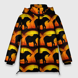 Куртка зимняя женская Силуэт слона паттерн, цвет: 3D-черный