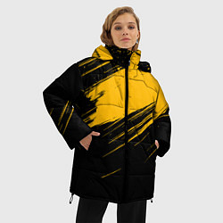 Куртка зимняя женская Black and yellow grunge, цвет: 3D-светло-серый — фото 2