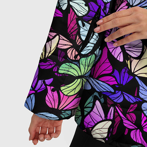 Женская зимняя куртка Витражные бабочки / 3D-Светло-серый – фото 5