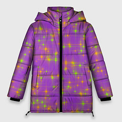 Куртка зимняя женская Космос, лиловое звёздное небо, цвет: 3D-черный