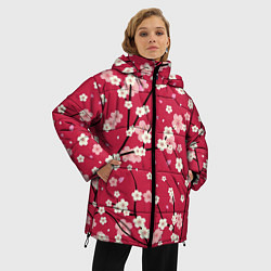 Куртка зимняя женская Цветы на ветках, цвет: 3D-красный — фото 2