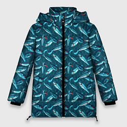 Куртка зимняя женская Воблеры рыбки, цвет: 3D-черный