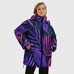 Куртка зимняя женская Neon Tropical plants pattern, цвет: 3D-черный — фото 2