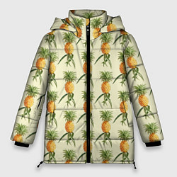 Куртка зимняя женская Побеги ананасов, цвет: 3D-черный