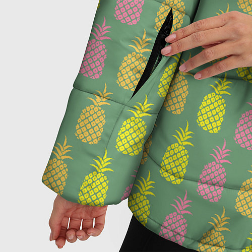 Женская зимняя куртка Шествие ананасов / 3D-Черный – фото 5