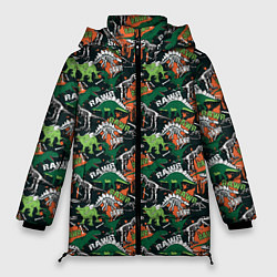 Куртка зимняя женская Динозавры Dinosaurs, цвет: 3D-светло-серый