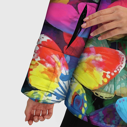 Женская зимняя куртка Стая бабочек Pattern / 3D-Черный – фото 5
