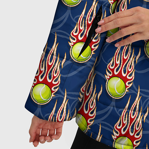 Женская зимняя куртка Теннисные мячики в огне / 3D-Светло-серый – фото 5