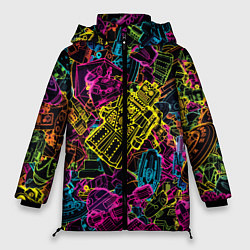 Куртка зимняя женская Cyber space pattern Fashion 3022, цвет: 3D-черный