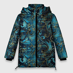 Куртка зимняя женская Blue Abstract Узоры, цвет: 3D-черный