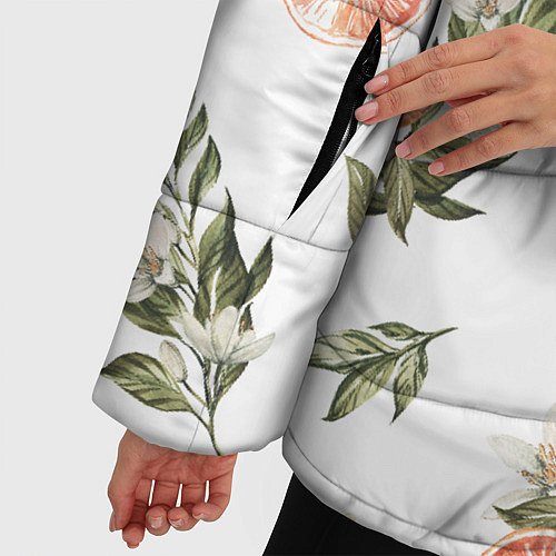 Женская зимняя куртка Цветы Цитрусовых Мандарин / 3D-Черный – фото 5