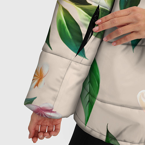 Женская зимняя куртка Цветы Летние / 3D-Черный – фото 5