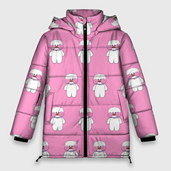 Куртка зимняя женская ЛАЛАФАНФАН на розовом фоне, цвет: 3D-черный