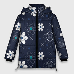 Куртка зимняя женская Ночные цветы на ночной поляне, цвет: 3D-светло-серый