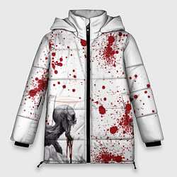 Куртка зимняя женская Смерти подобно - кричит и кровь изо рта, цвет: 3D-красный
