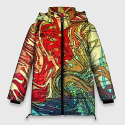Куртка зимняя женская Хаотичные линии Abstract pattern, цвет: 3D-светло-серый