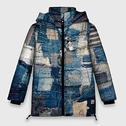 Куртка зимняя женская Patchwork Jeans Осень Зима 2023, цвет: 3D-светло-серый