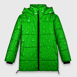 Куртка зимняя женская Зеленый фон с росой, цвет: 3D-красный