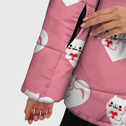 Куртка зимняя женская Орнамент сердце кот, цвет: 3D-светло-серый — фото 2