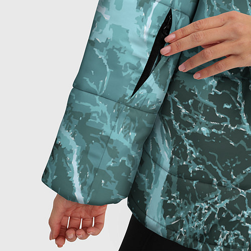 Женская зимняя куртка Абстрактная геометрическая графика ,цвет морской в / 3D-Черный – фото 5