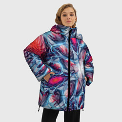 Куртка зимняя женская Абстрактный экспрессивный красочный паттерн Abstra, цвет: 3D-красный — фото 2